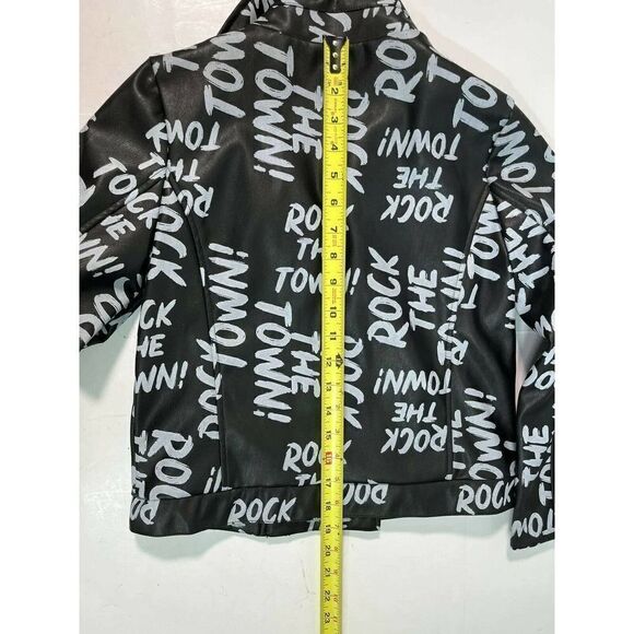 Disney D-Signed Girls Large Black Moto Faux Leather Jacket Rock the Town - Picture 8 of 11